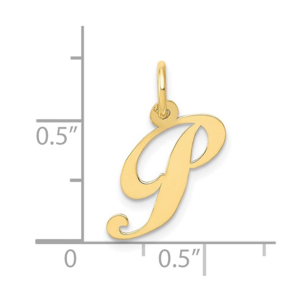 10k Yellow Gold Small Fancy Script Initial P Charm - image 3